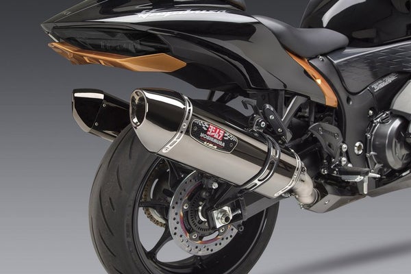 Yoshimura HAYABUSA 2022 Race R-77 Dual Stainless Slip-On Exhaust, w/ Onyx Muffle