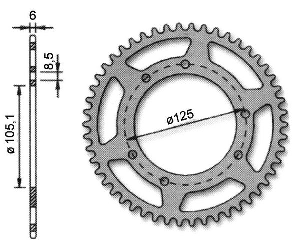 Forte Rear sprocket, 70 t. (420), &Oslash;105mm, Aprilia / Derbi / Drac / Rieju / Yamah