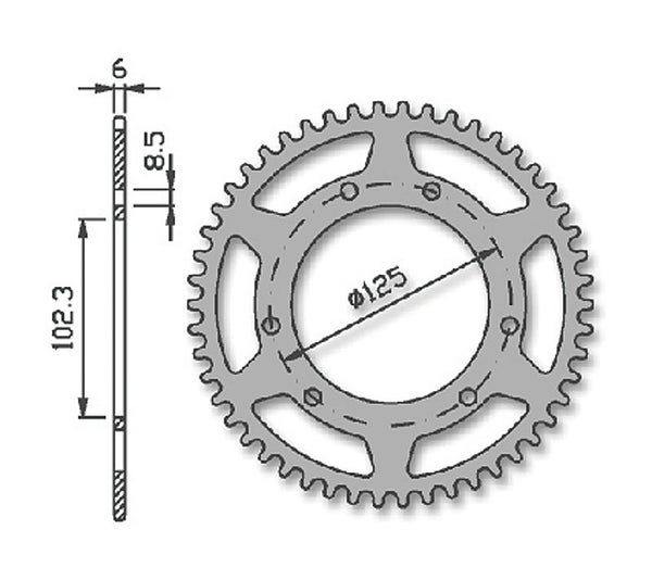 Forte Rear sprocket 58 t. (420), &Oslash;105mm, Blue Alu., Aprilia / Derbi / Drac / Rie