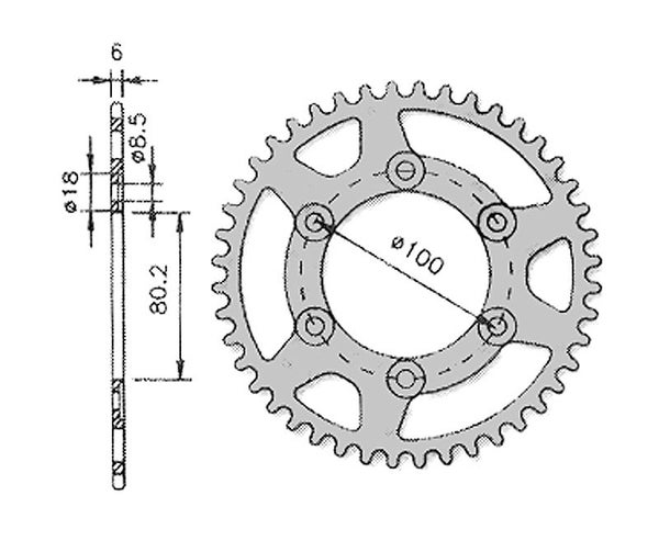 Forte Rear sprocket, 50 teeth (420), &Oslash;80mm, Rieju RR, Spike