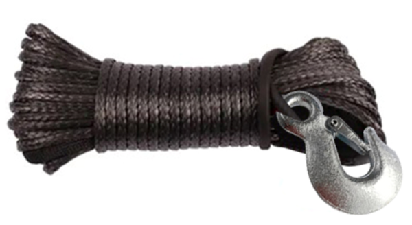 Bronco Winchrope with hook 6.0mm x 20mm black breaking strenght 5000kg